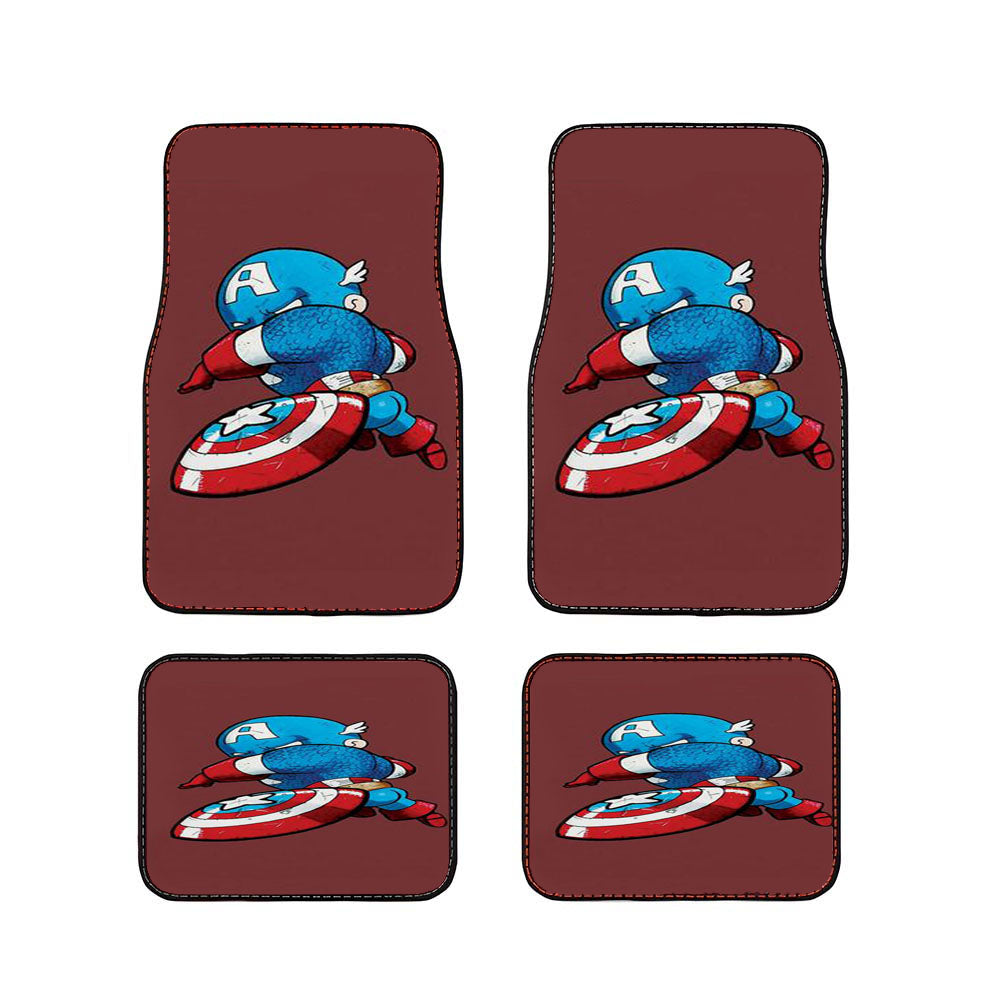 Chibi Kawaii Captain America Car Floor Mats Accessories