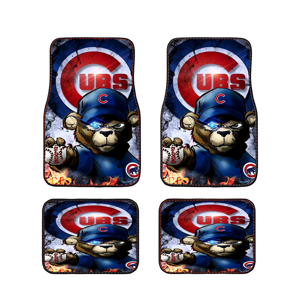 Chicago Cubs Bear Fire Car Floor Mats Accessories