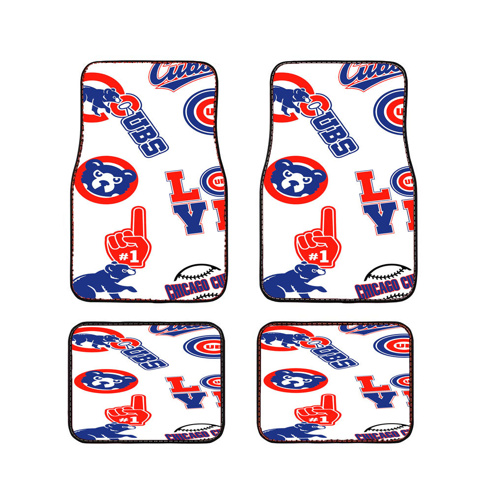 Chicago Cubs Logo Collage Car Floor Mats Accessories