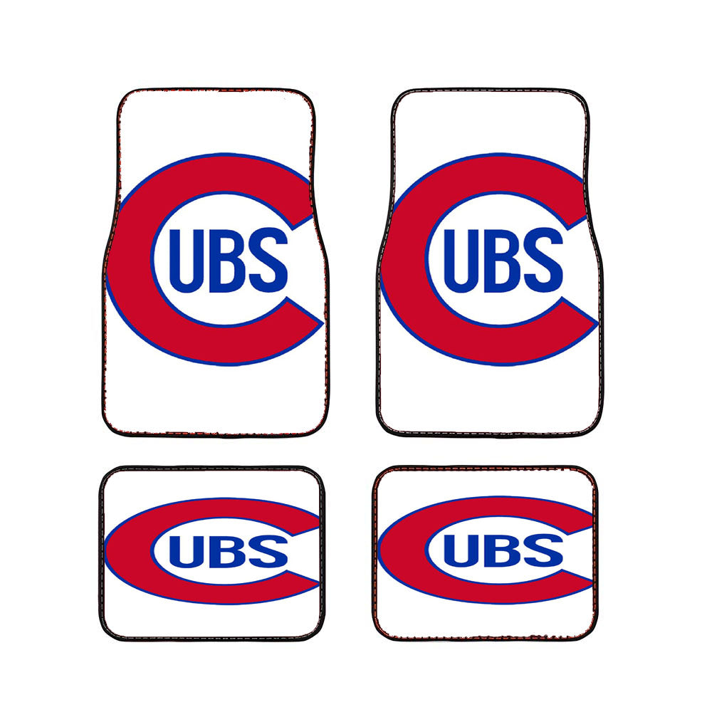 Chicago Cubs On White Car Floor Mats Accessories