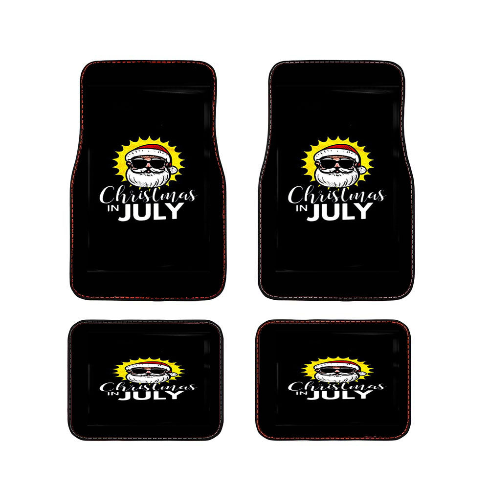 Christmas In July Santa With Sunglasses In The Summer Sun Car Floor Mats Accessories