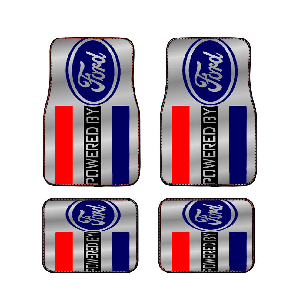 Classic Stainless Steel Powered By Ford Plate Car Floor Mats Accessories