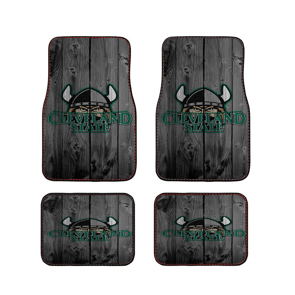 Cleveland State University Mascot Logo Dark Wood Wallpaper Car Floor Mats Accessories