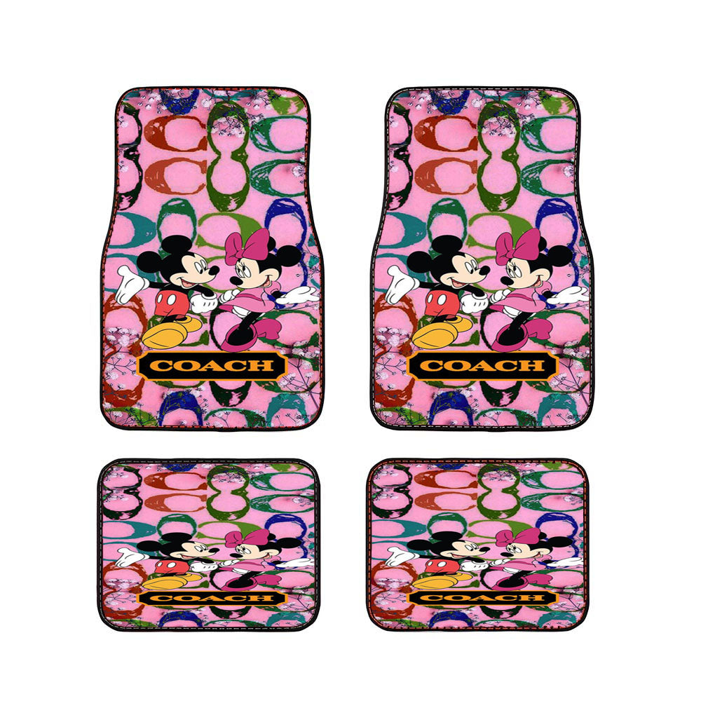Coach Pink Flower Mickey Minnie Car Floor Mats Accessories