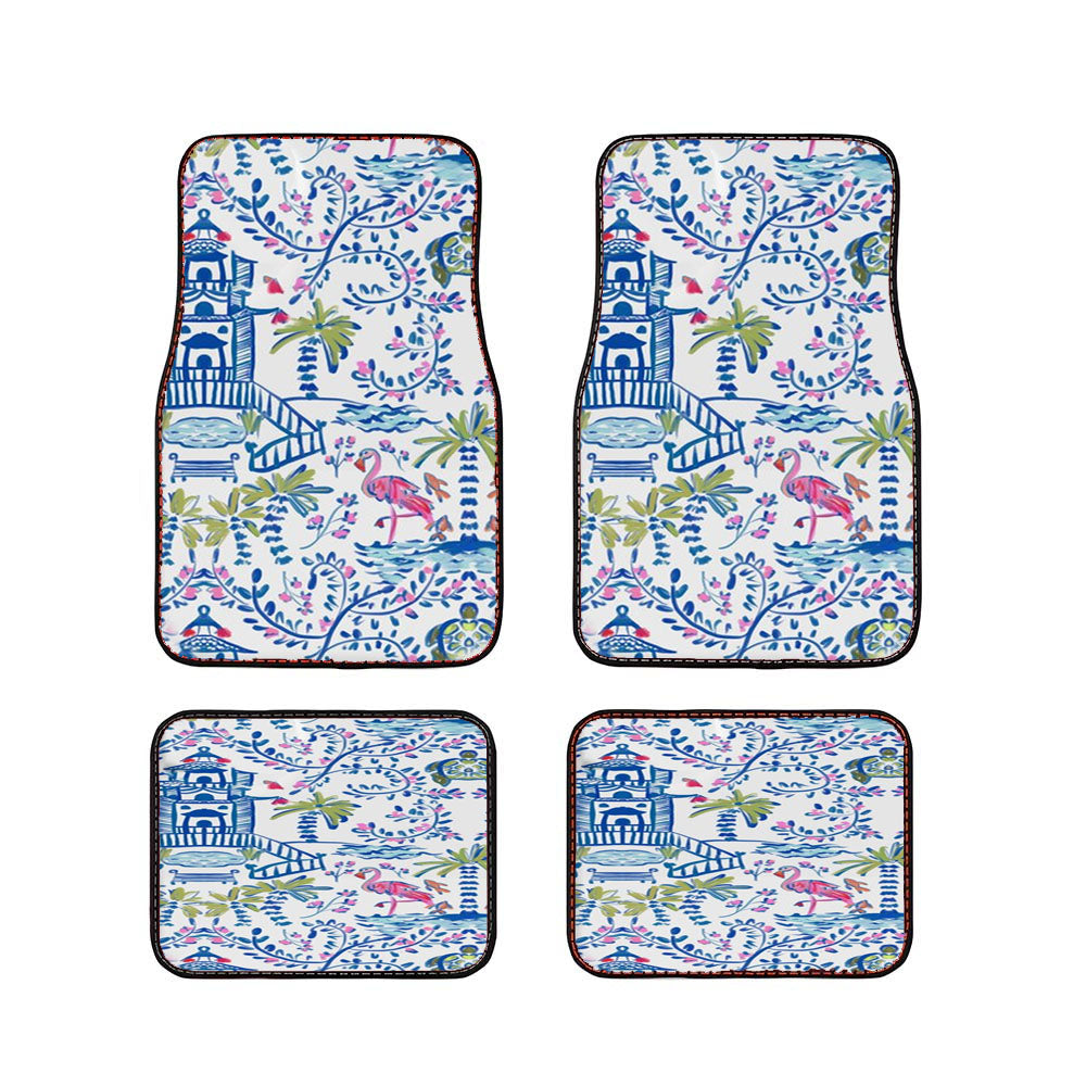 Colorful Coastal Chinoiserie Car Floor Mats Accessories