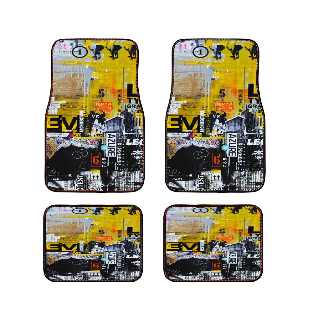 Contemporary Collage Hypebeast Pattern Car Floor Mats Accessories