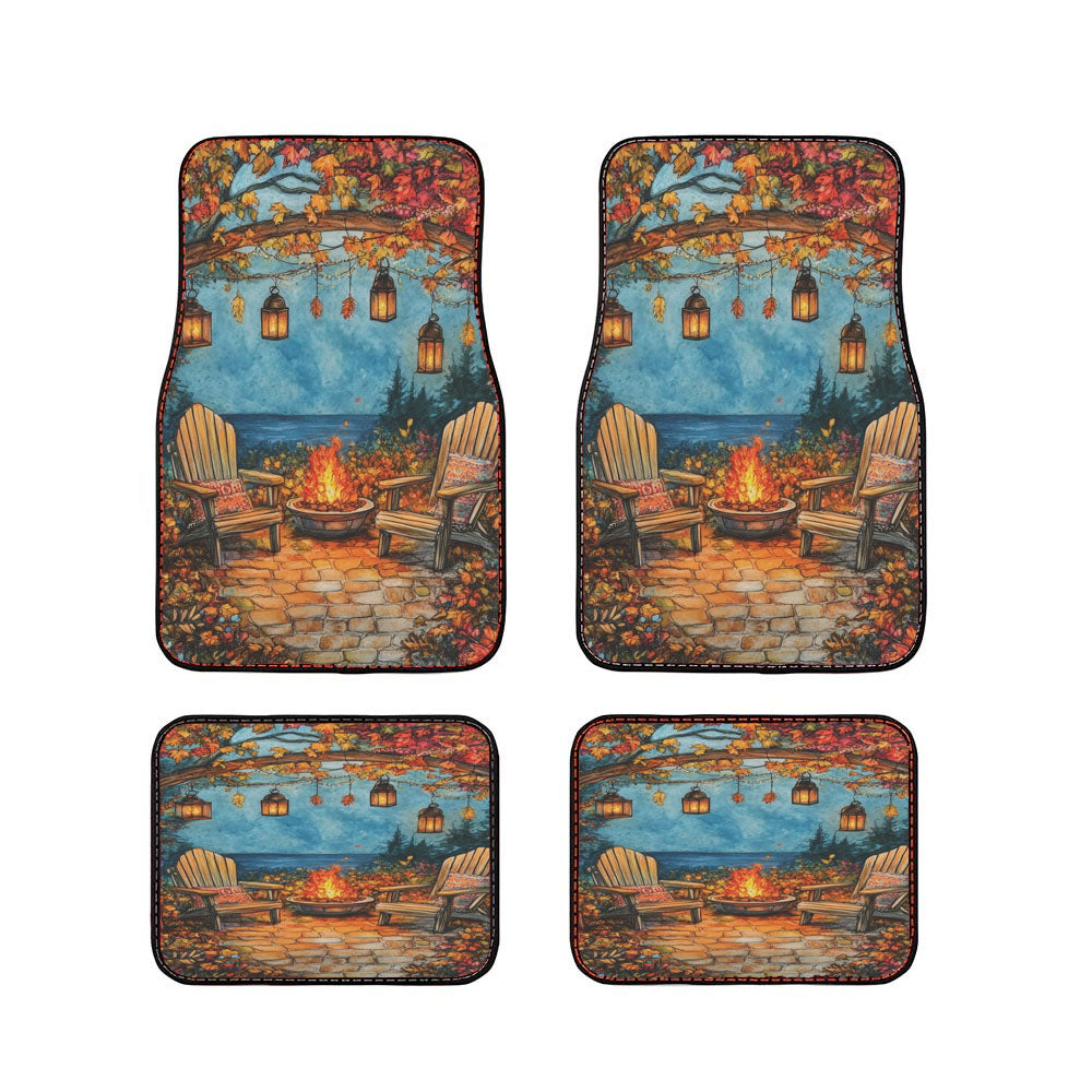 Cozy Autumn Campfire Car Floor Mats Accessories