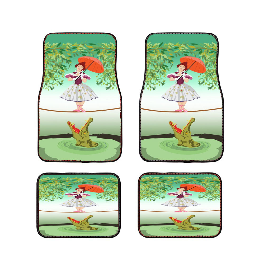 Cute Halloween The Crocodile Girl Deadly Tightrope Circus Car Floor Mats Accessories