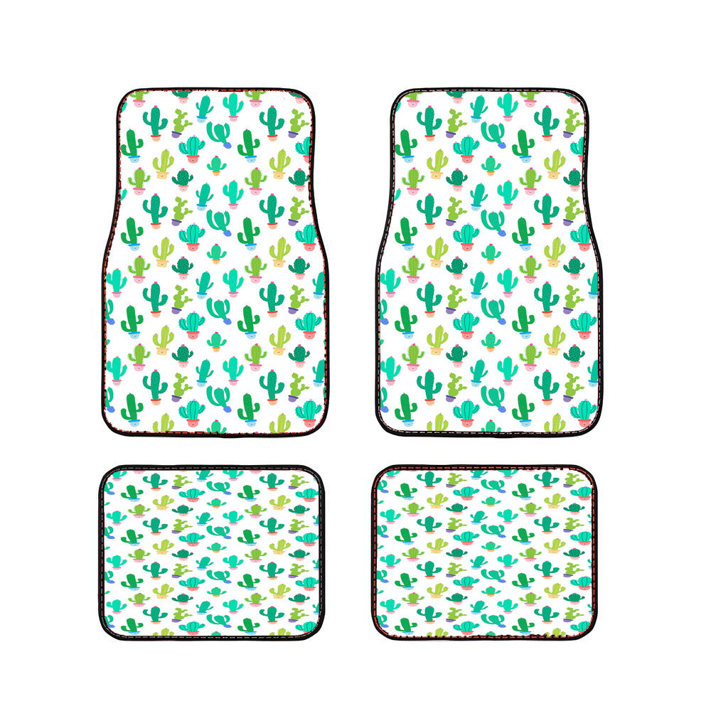 Cute Seamless Cactus Pattern Car Floor Mats Accessories