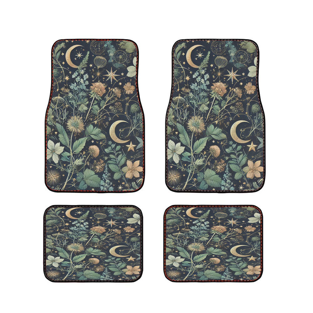 Dark Botanical Celestial Herbs Car Floor Mats Accessories