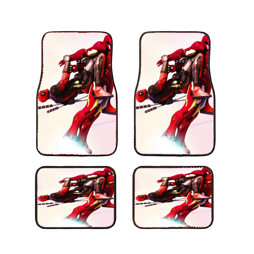 Deadpool Flying On Iron Man Car Floor Mats Accessories