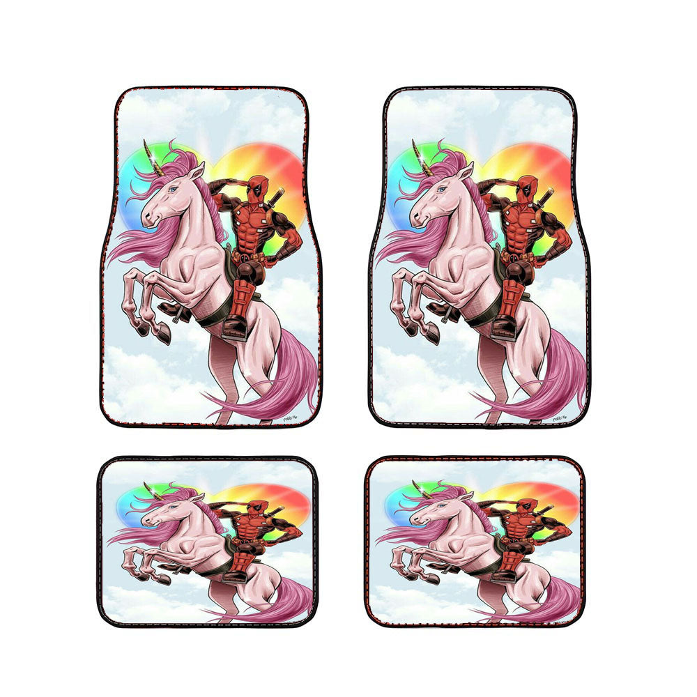 Deadpool Riding With Unicorn Car Floor Mats Accessories