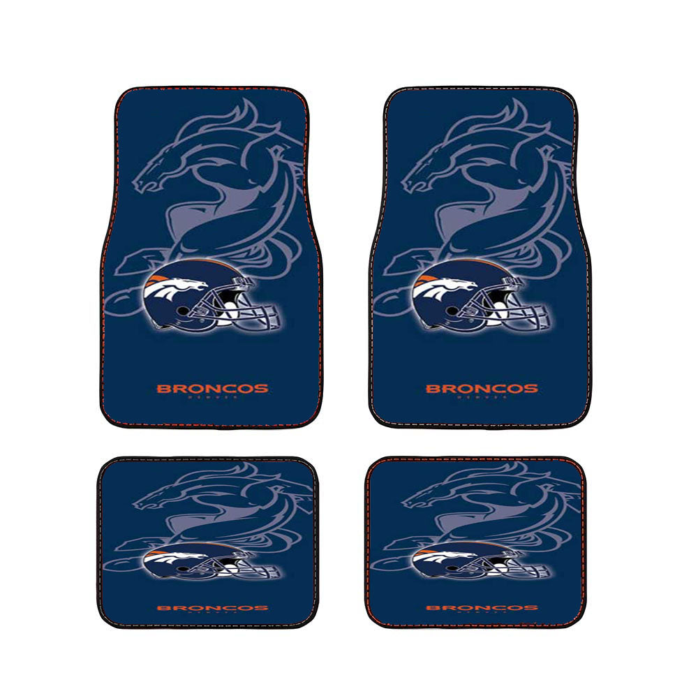 Denver Broncos Helmet On Blue Car Floor Mats Accessories