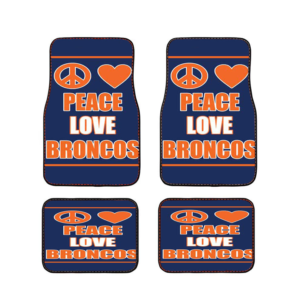 Denver Broncos Peace Love Car Floor Mats Accessories
