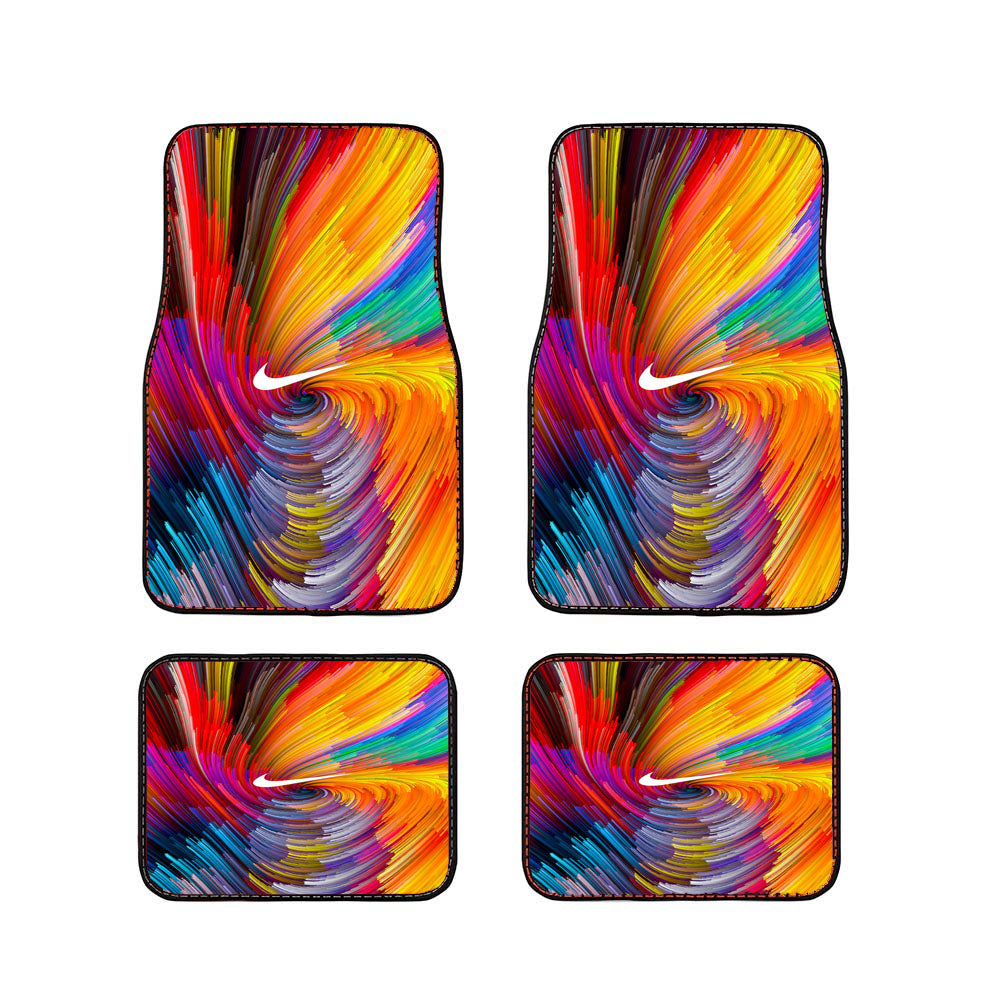 Digital Abstrack Line Color Rainbow Pattern Background Car Floor Mats Accessories