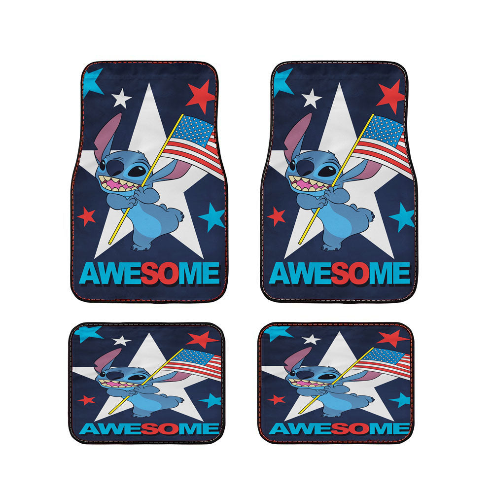 Disney Stitch Patriotic Awesome Car Floor Mats Accessories