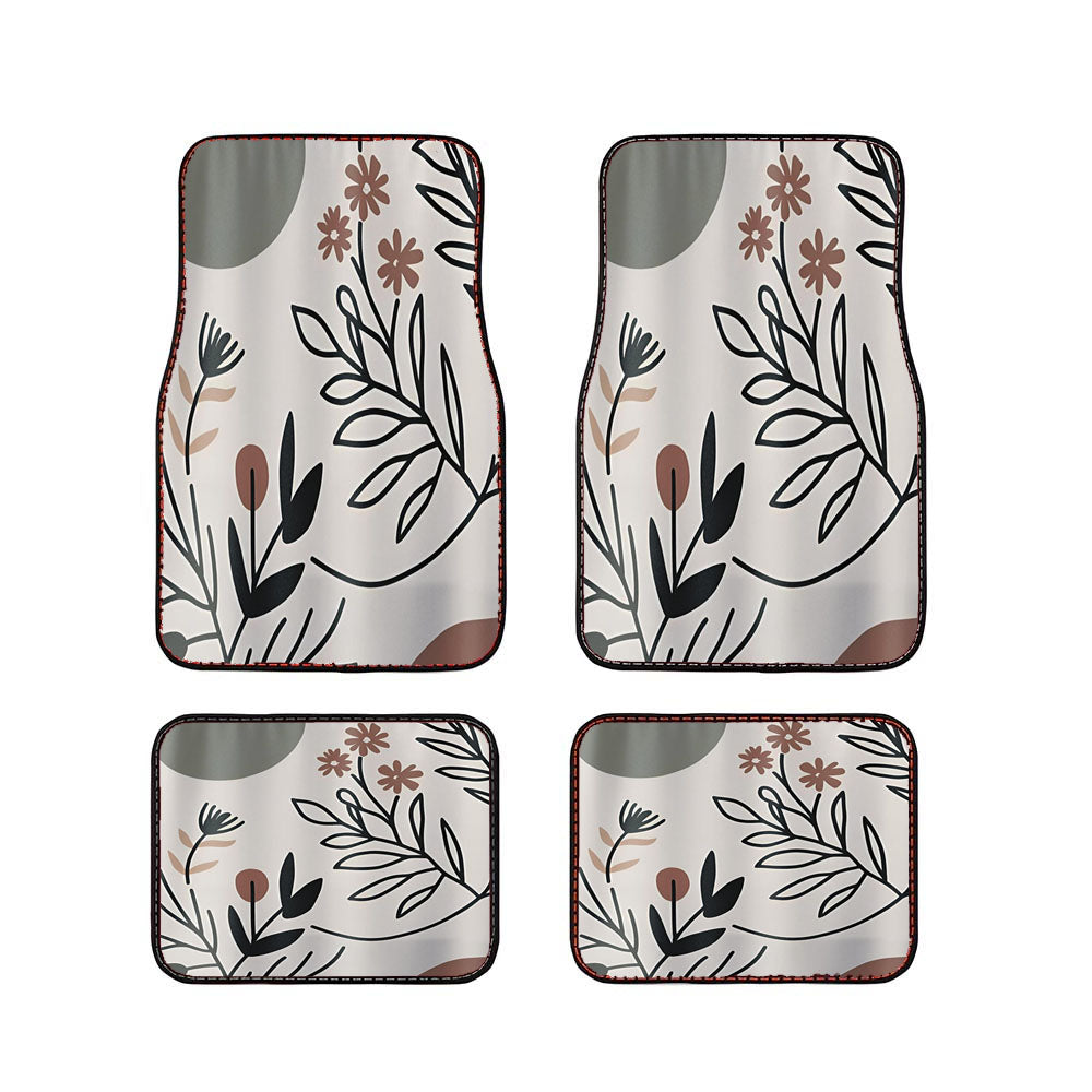 Earthy Boho Botanical Car Floor Mats Accessories
