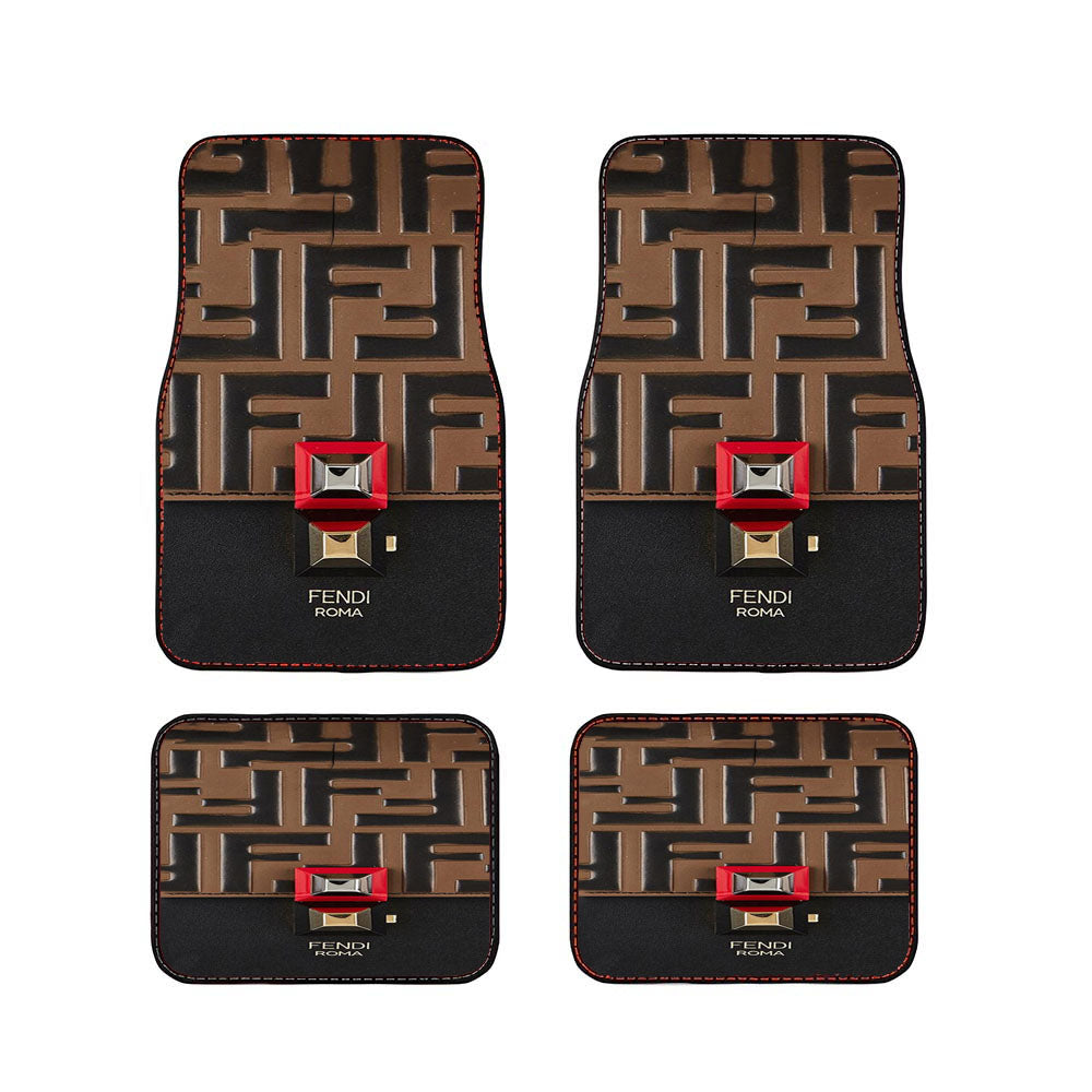 Fendi Roma Brown Pattern Car Floor Mats Accessories