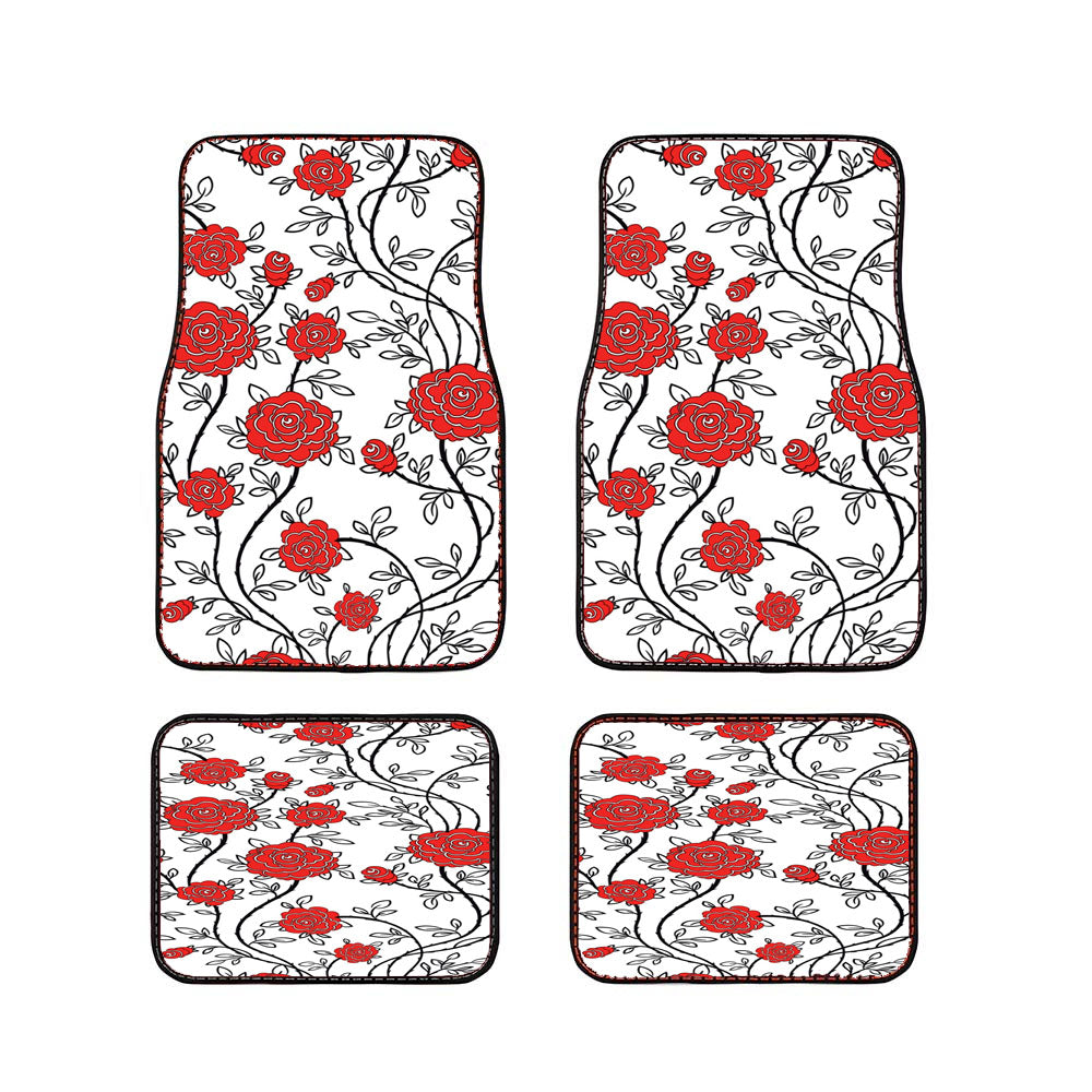Floral Flowers Pattern Car Floor Mats Accessories