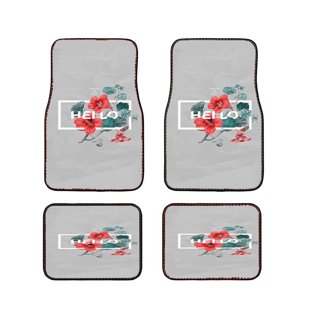 Floral Hello Car Floor Mats Accessories