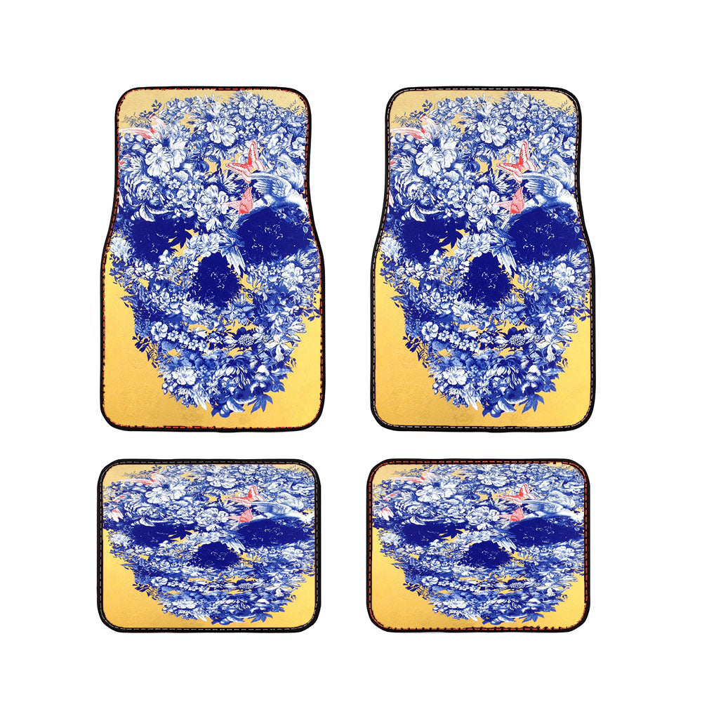 Floral Skull Car Floor Mats Accessories