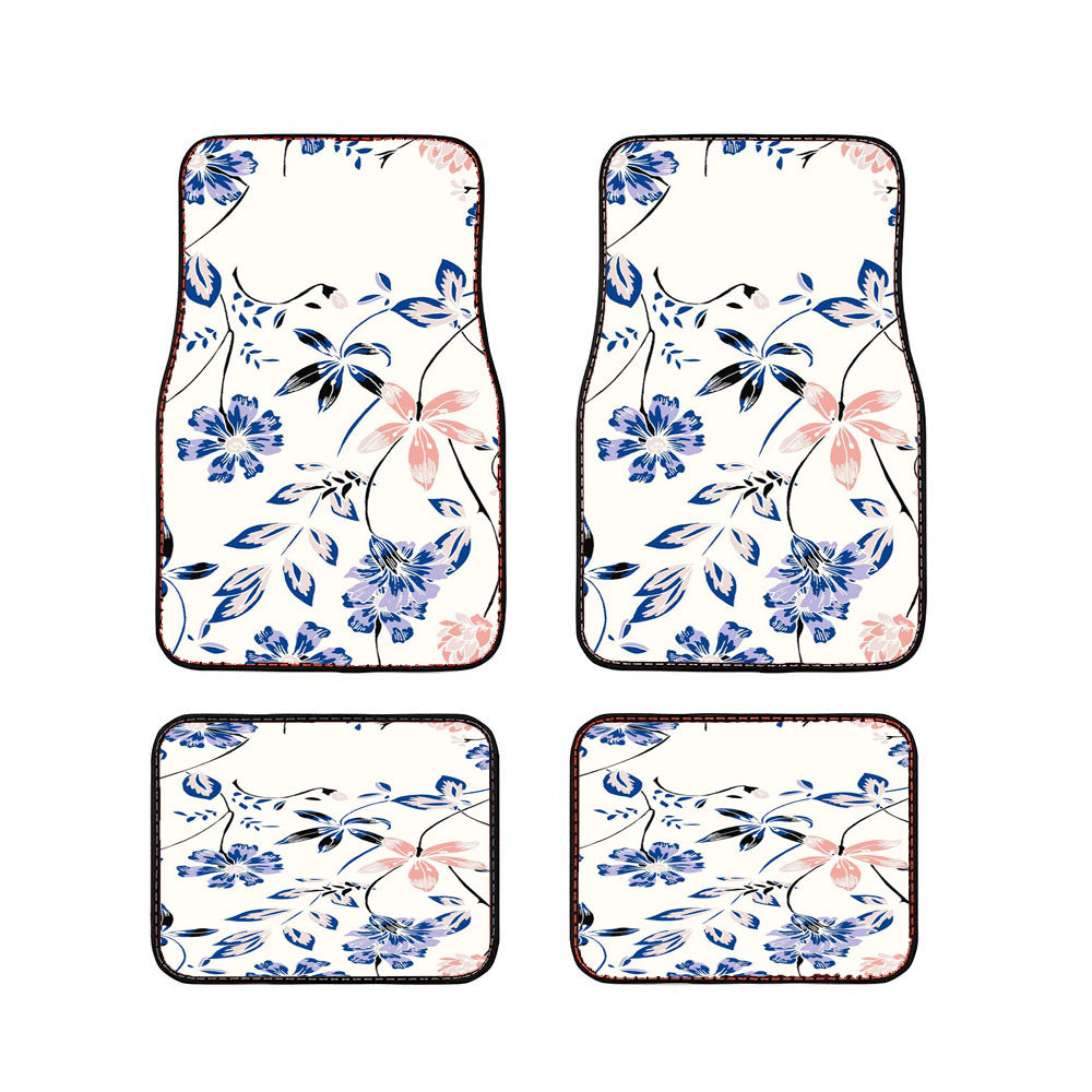 Flower Blue Car Floor Mats Accessories