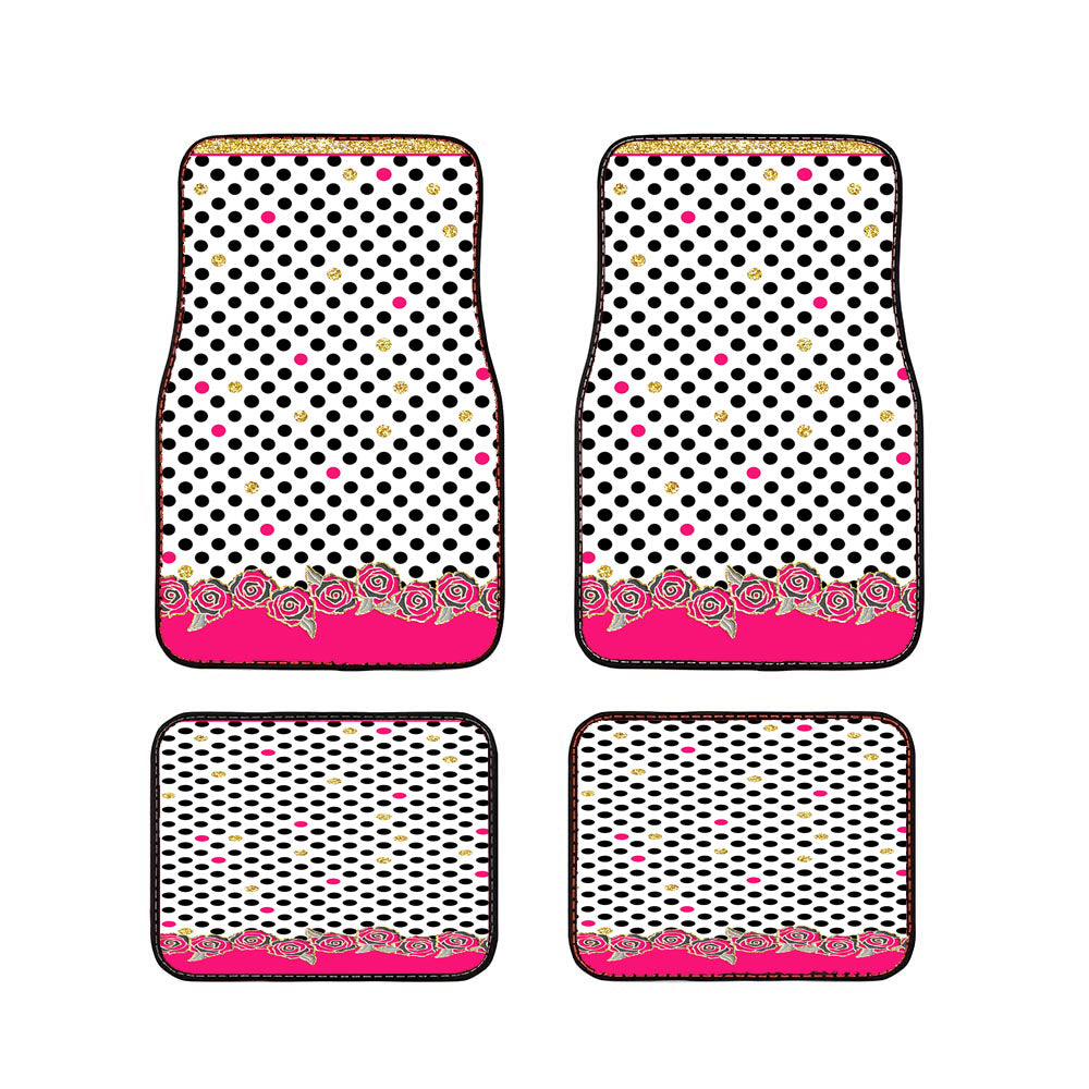 Flower Dots Glitter Wallpaper Car Floor Mats Accessories