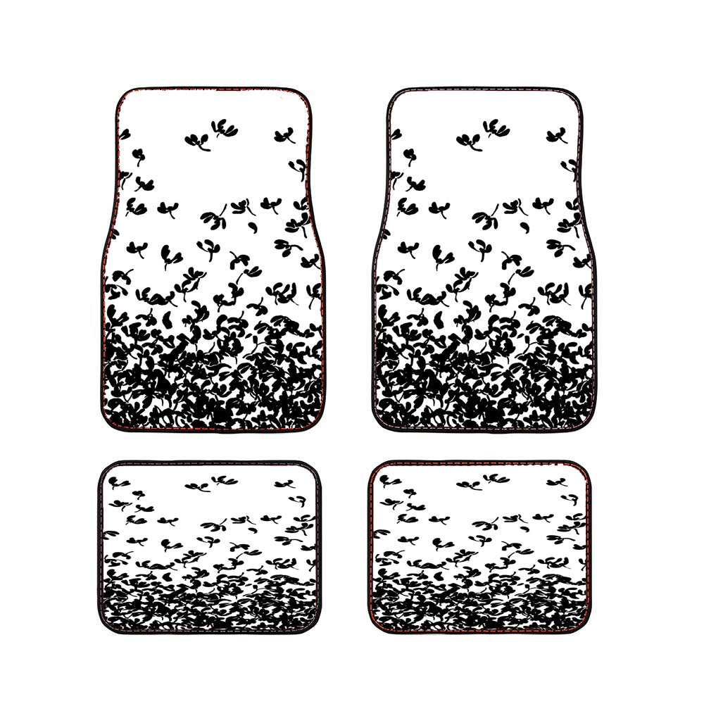 Flying Black Flower Car Floor Mats Accessories