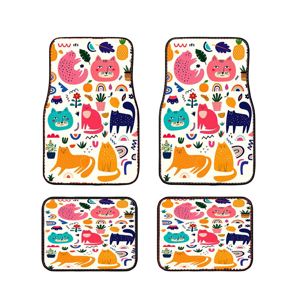 Funny Cat And Fruits Pattern Car Floor Mats Accessories