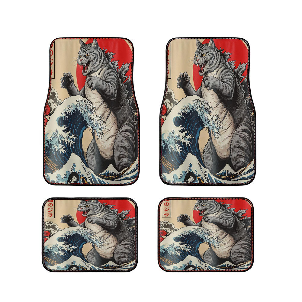 Funny Japanese Catzilla Car Floor Mats Accessories