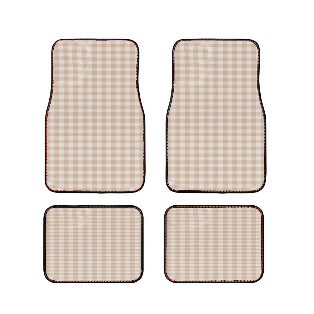Gingham Plaid Pattern - Warm Neutral Tan Car Floor Mats Accessories