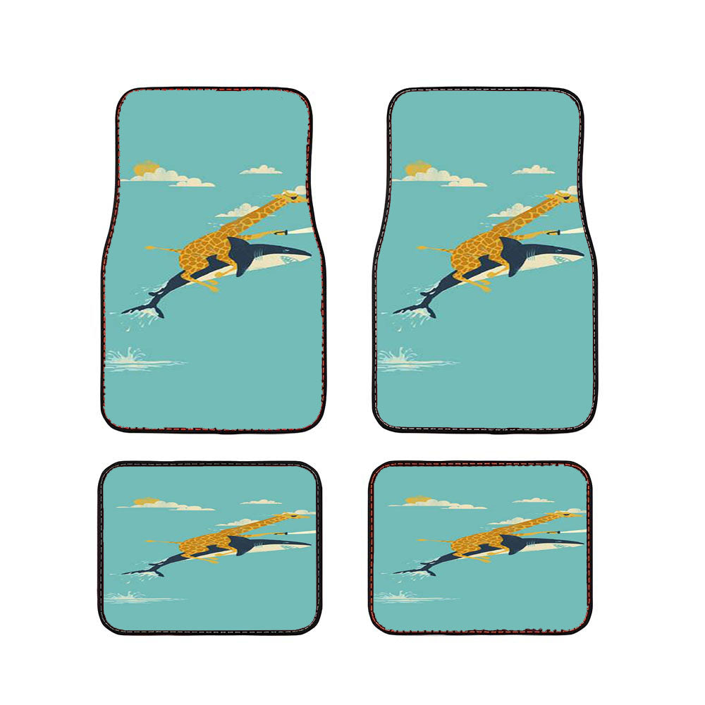 Giraffe Riding Shark Car Floor Mats Accessories