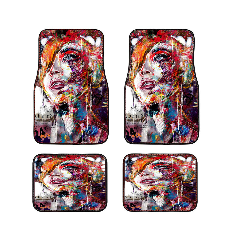 Girls Abstract Art Line Car Floor Mats Accessories