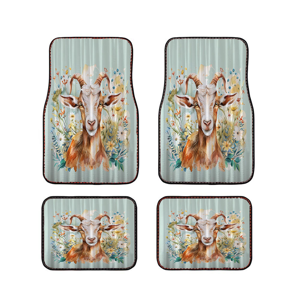 Goat In Wildflowers Car Floor Mats Accessories