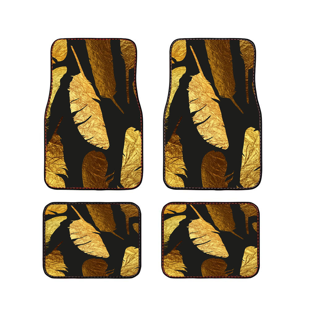 Gold Feather Pattern Car Floor Mats Accessories