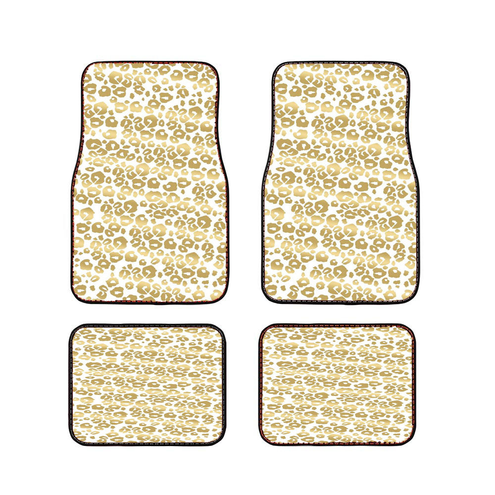 Gold Pattern Shine Cheetah Car Floor Mats Accessories