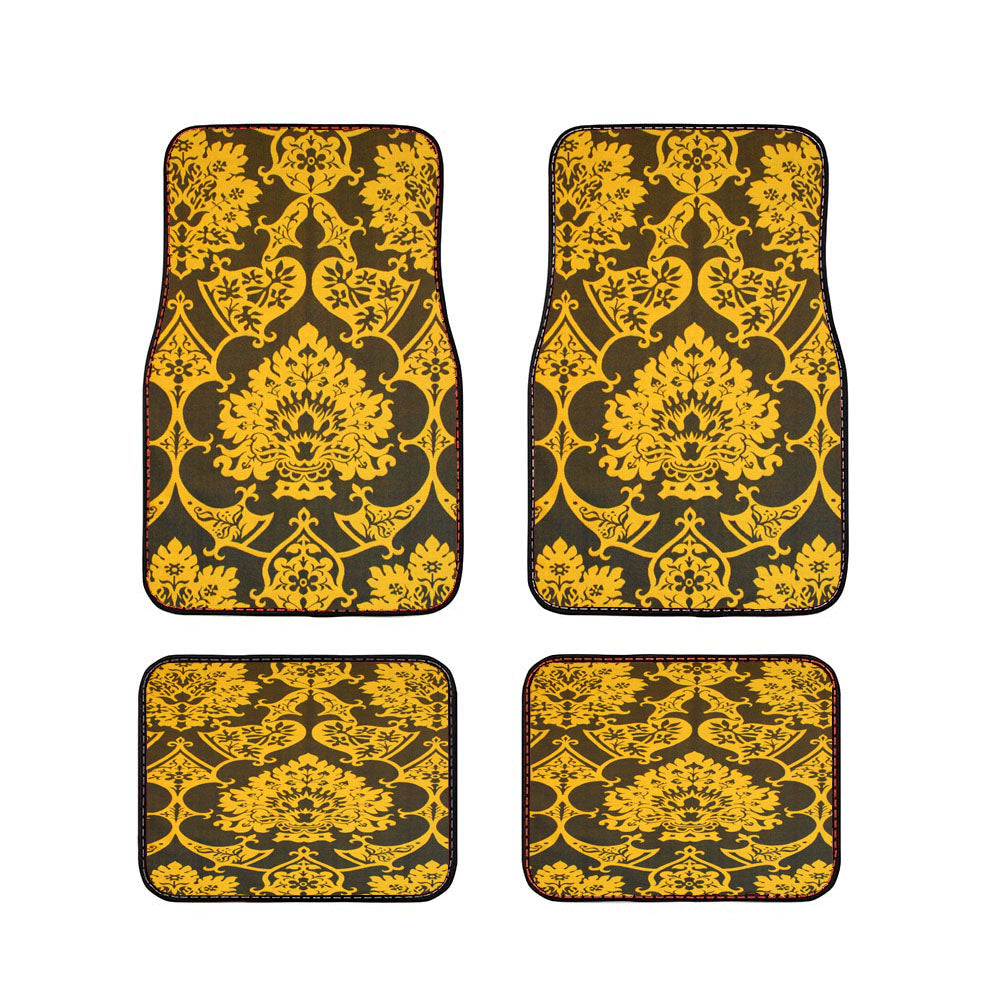 Gothic Black Gold Damask Pattern Car Floor Mats Accessories