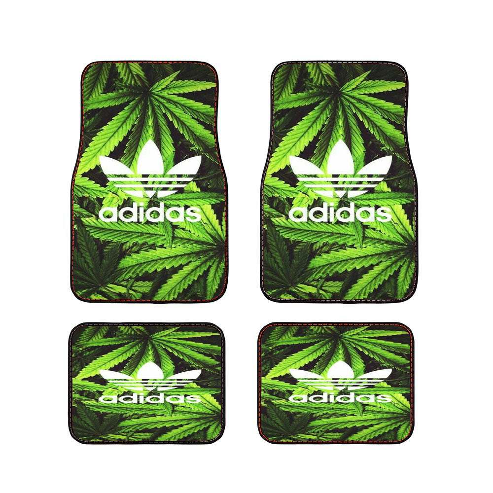 Green Adidas Weed Pattern Car Floor Mats Accessories