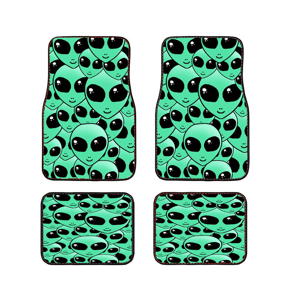Green Alien Pattern Car Floor Mats Accessories