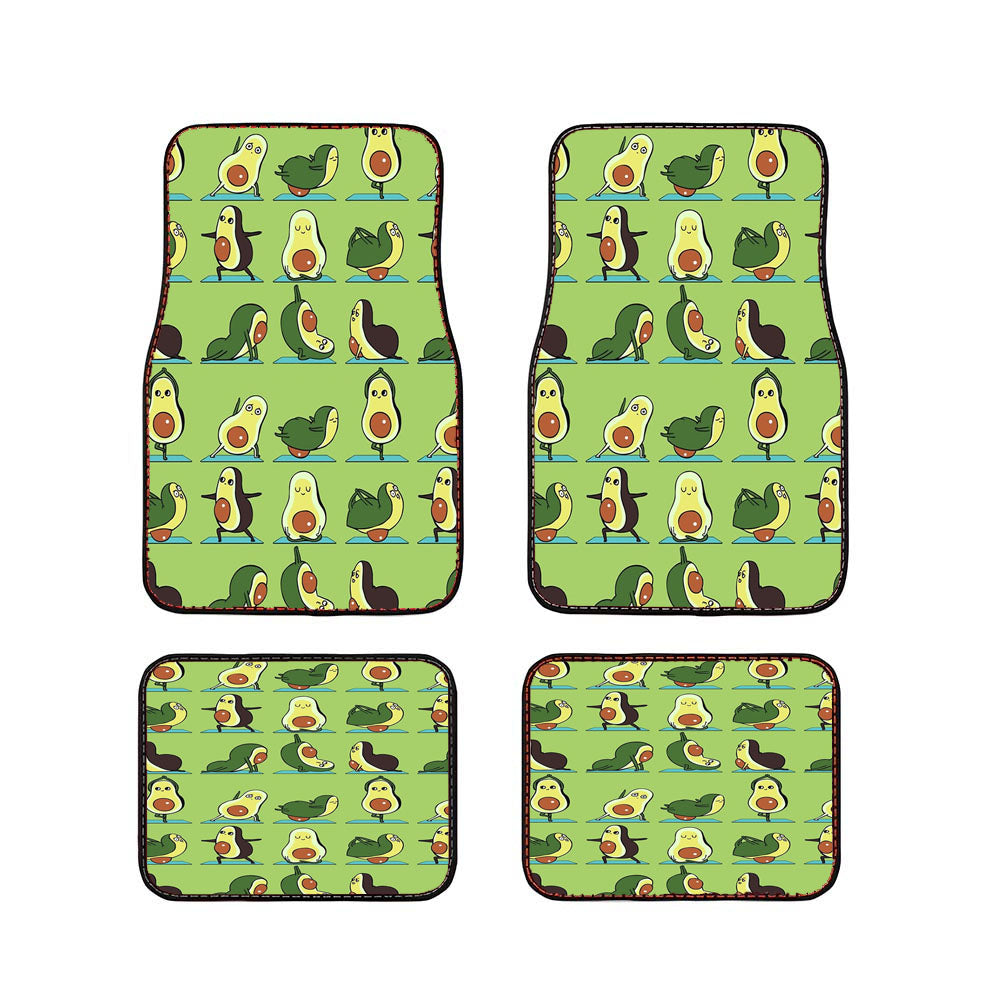 Green Avocado Yoga Pattern Car Floor Mats Accessories