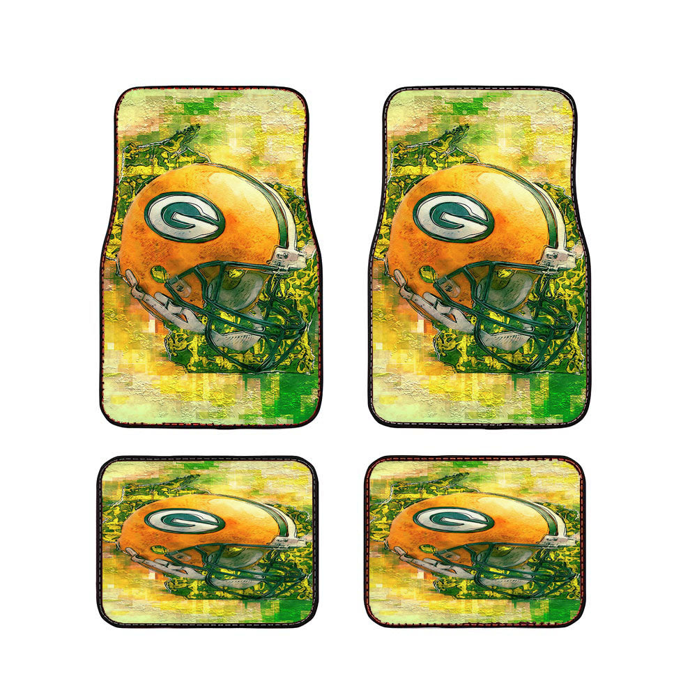 Green Bay Packers Helmet Abstract Art Car Floor Mats Accessories
