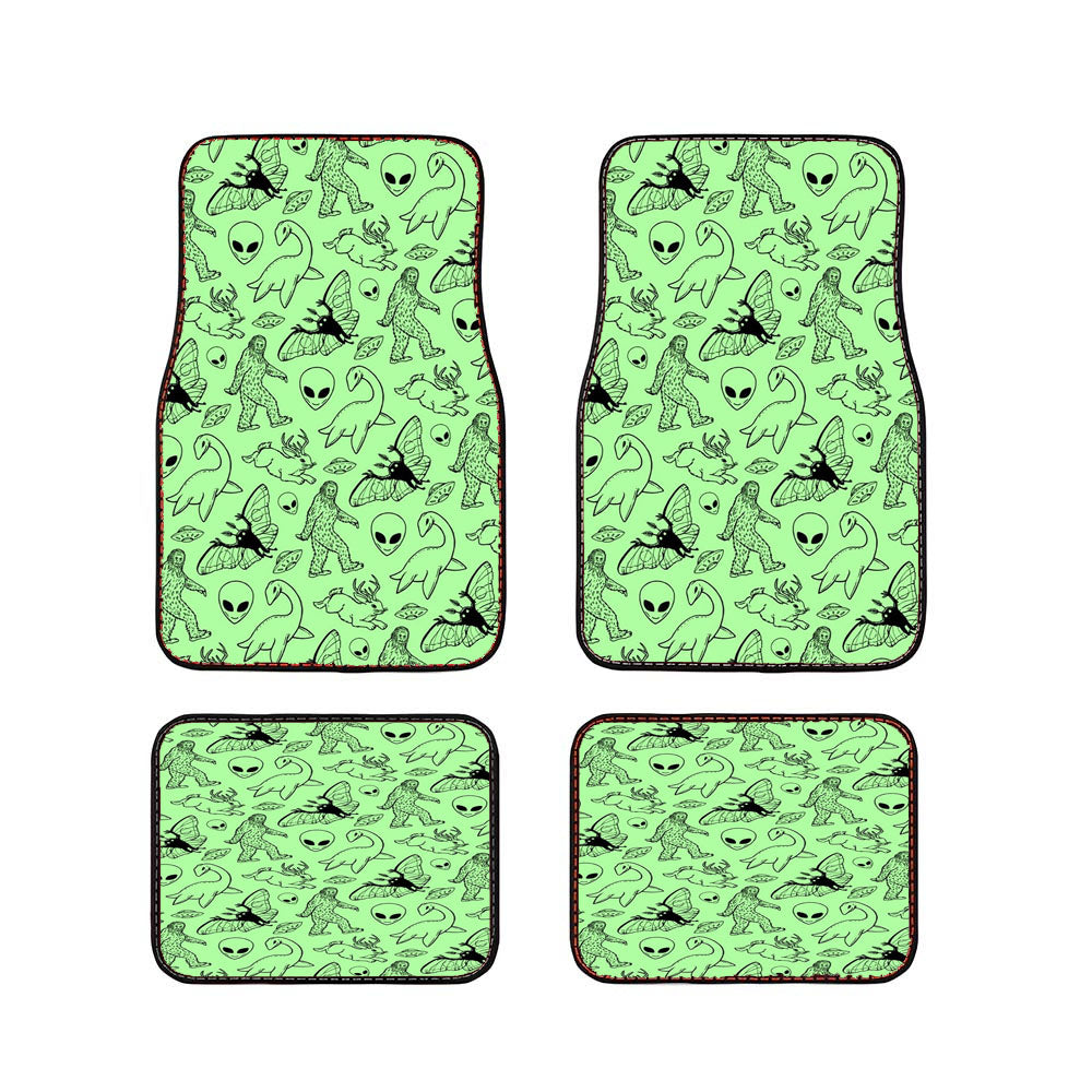 Green Cryptid Alien Creatures Pattern Car Floor Mats Accessories
