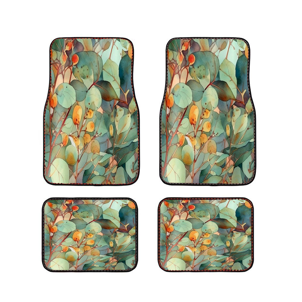 Green Leave Plant Car Floor Mats Accessories