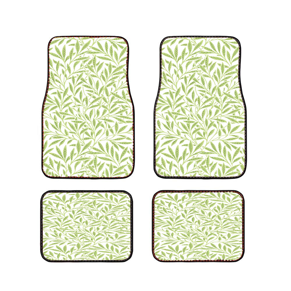 Green Leaves Pattern Illustrations Car Floor Mats Accessories
