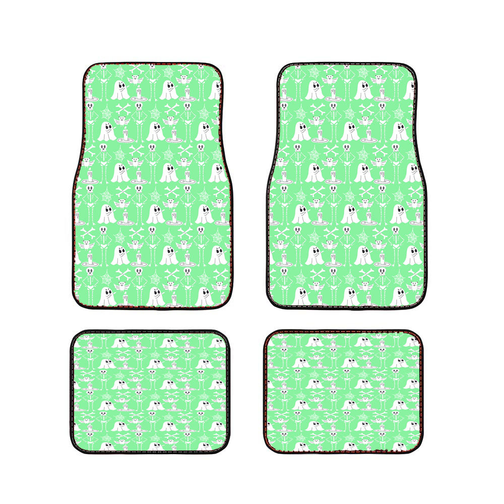 Green Pattern Halloween Ghost Skeleton Ar Car Floor Mats Accessories