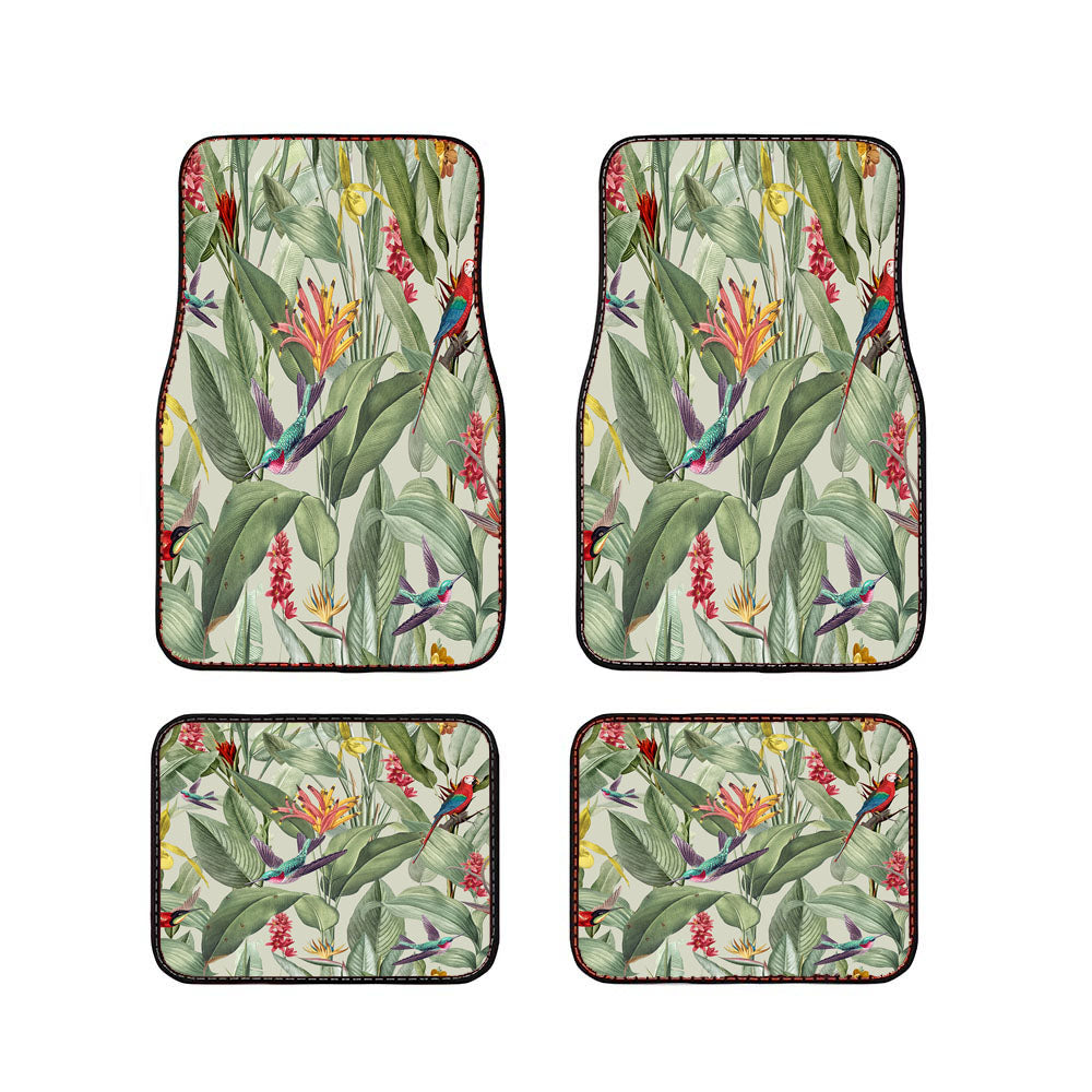 Green Tropical Pattern Car Floor Mats Accessories