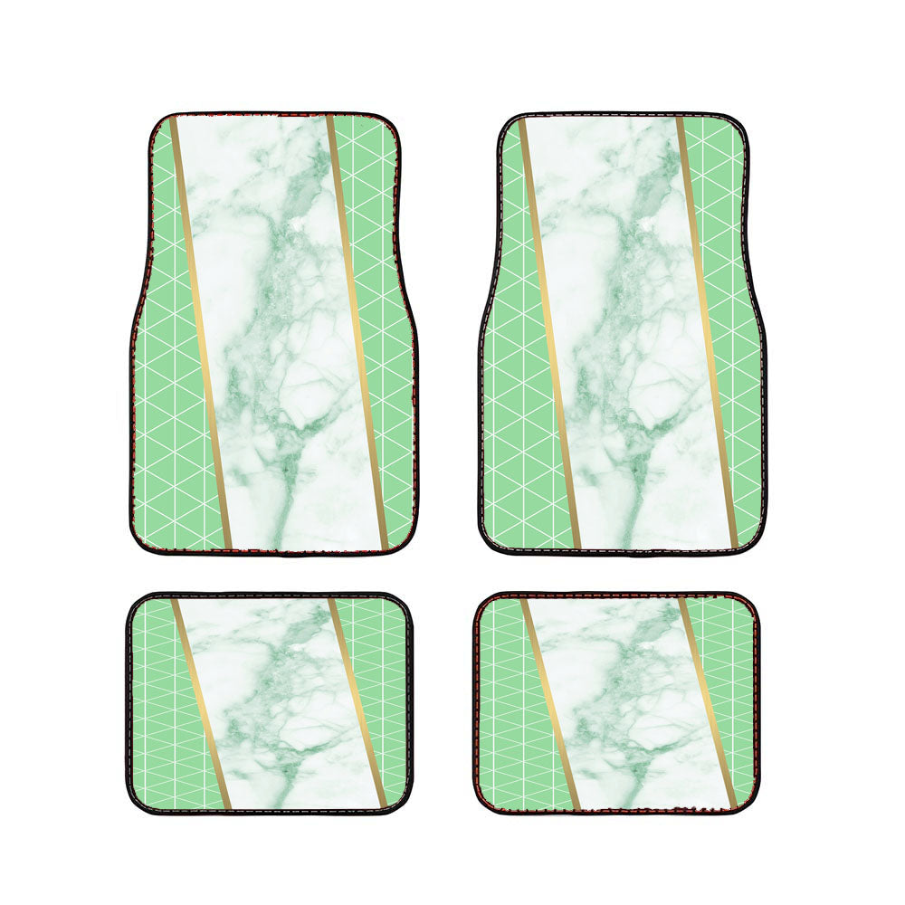 Green White Marble Geometric Triangle And Gold Line Pattern Wallpaper Car Floor Mats Accessories