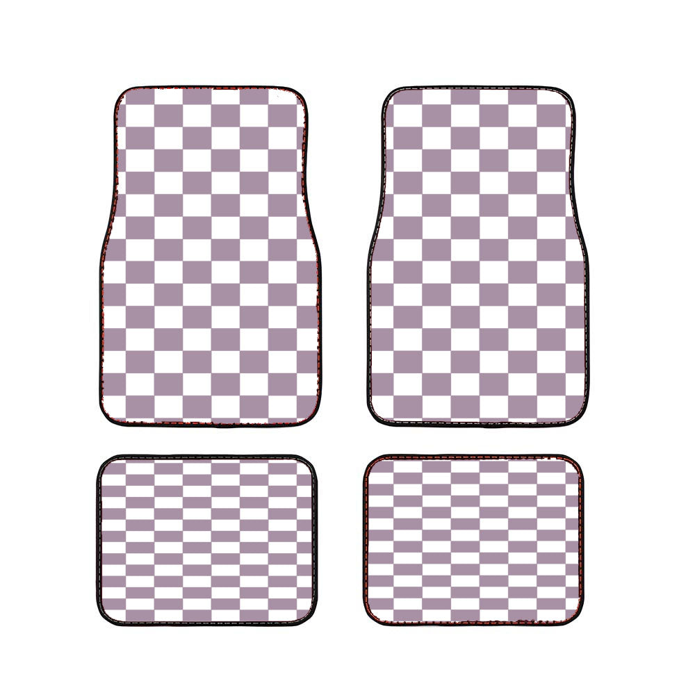 Grey Purple Checkered Board Pattern Color Car Floor Mats Accessories