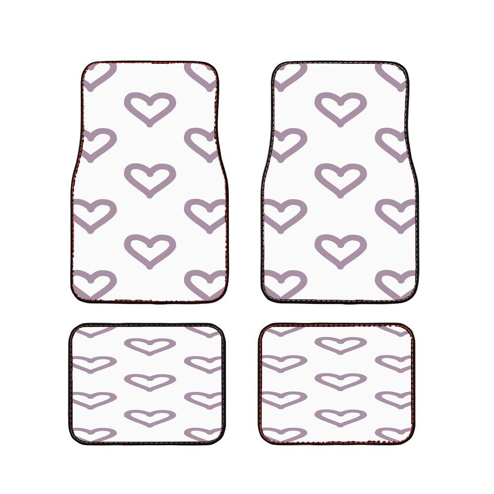 Grey Purple Color Love Heart Pattern Car Floor Mats Accessories