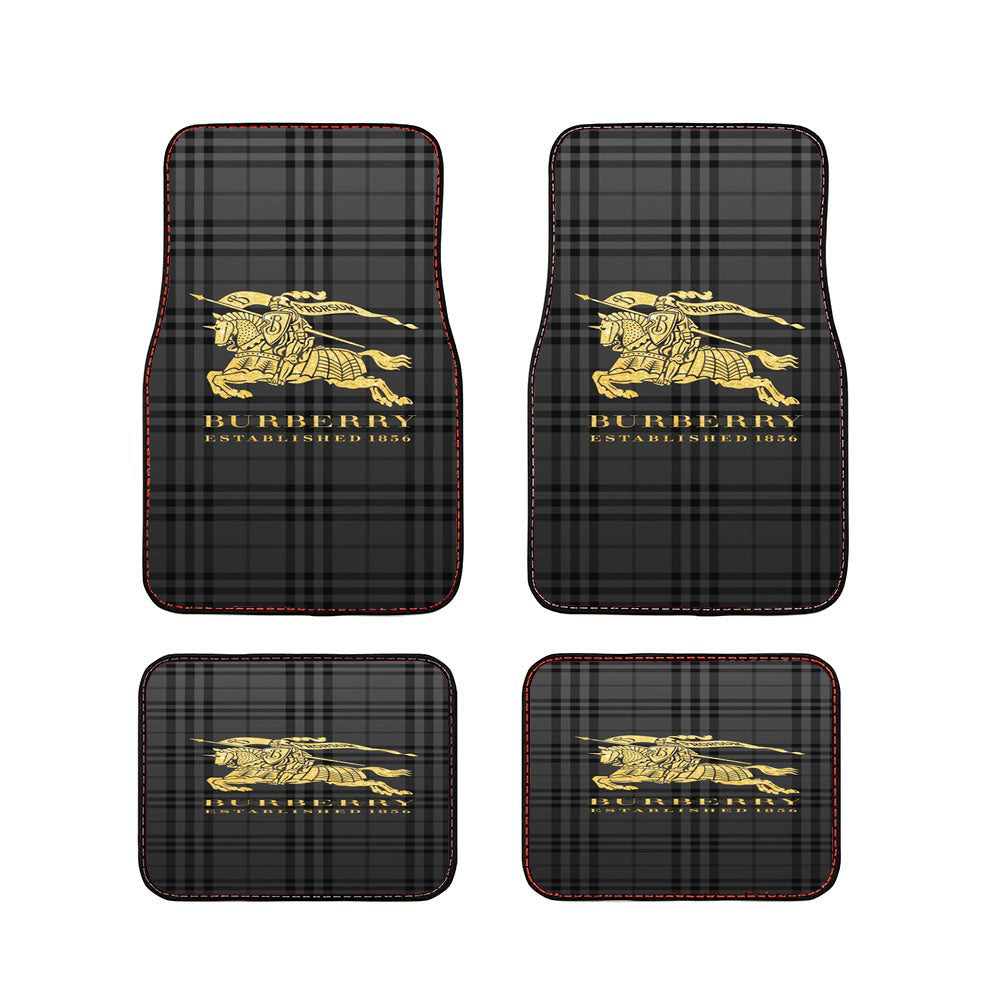 Grey Stripe Burberry Gold Car Floor Mats Accessories